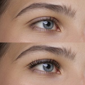 primer-plano-antes-y-despues-de-las-extensiones-de-pestanas
