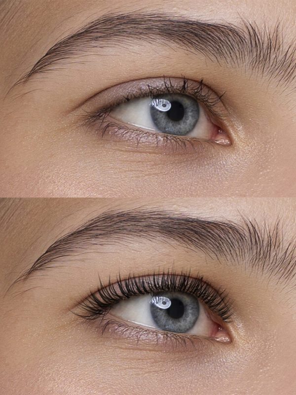 primer-plano-antes-y-despues-de-las-extensiones-de-pestanas